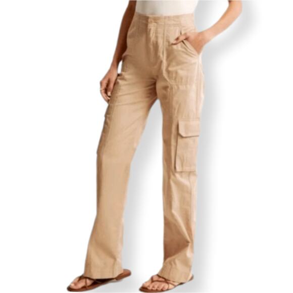 VTG Women Abercrombie Fitch Tan Cargo Pant 29 8 Relaxed Preppy Utility NEW - Picture 1 of 13
